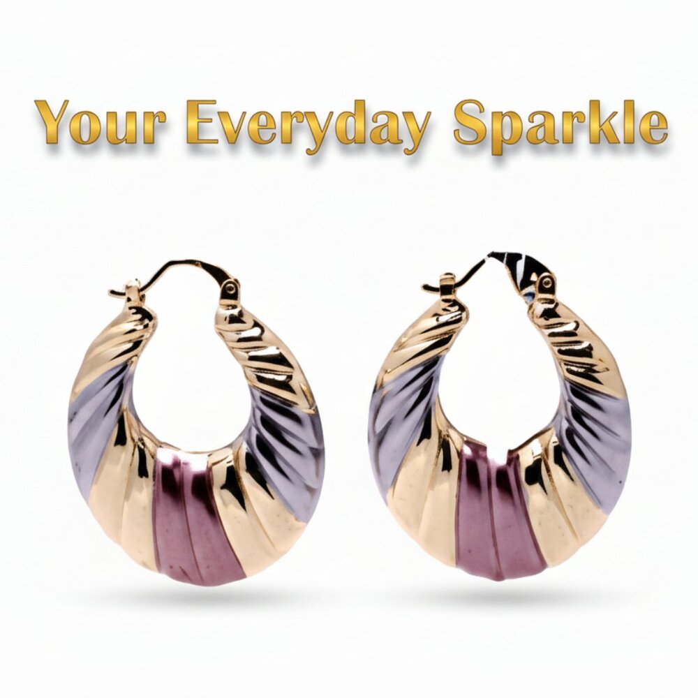 Brass CZ Zircon Hoop Drop Earrings | Patterson Jewelry